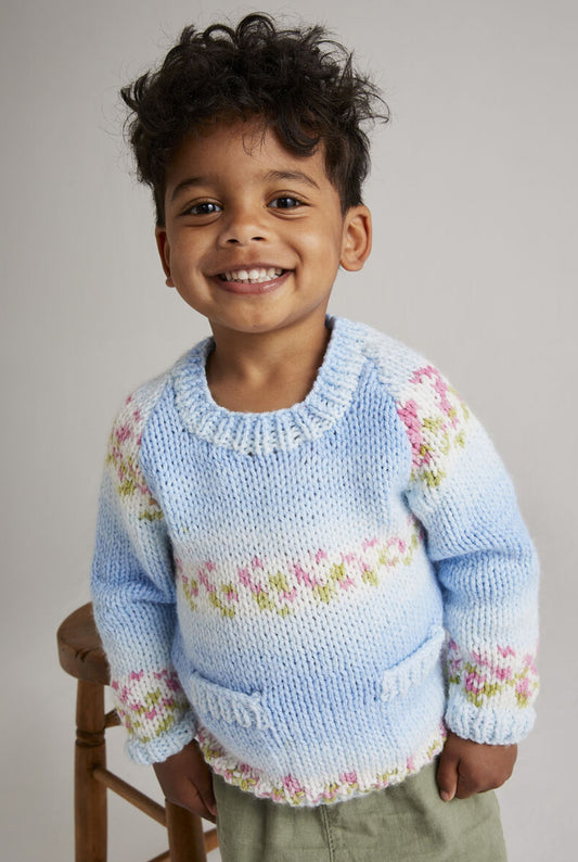 SEED POCKET SWEATER IN HAYFIELD BABY BLOSSOM CHUNKY